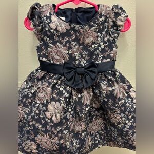 Bonnie Baby Metallic Navy Dress with Pink Accents